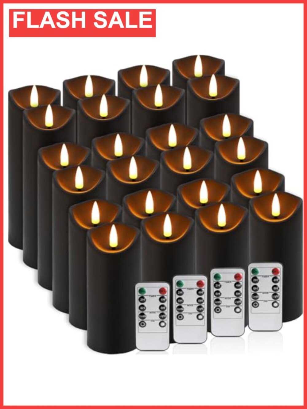 24 Pack Flameless LED Pillar Candles Remote Timer Halloween Decor